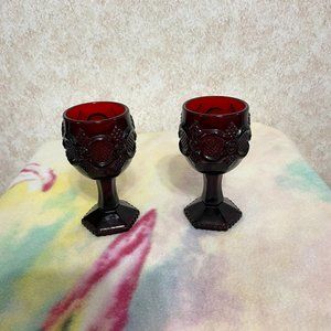 Vintage - Avon ruby red wineglass 1876 Cape Cod Collection - SET of 2